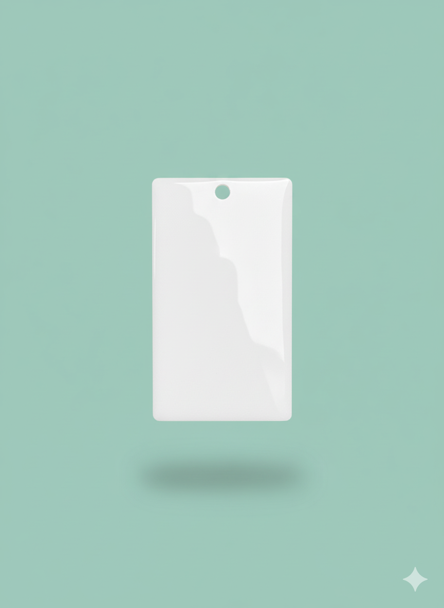 Llavero rectangular de acrílico blanco brillante 4 x 7 cm para sublimación, resina, UVDTF, DTF o vinilo (6 o 12 unidades)